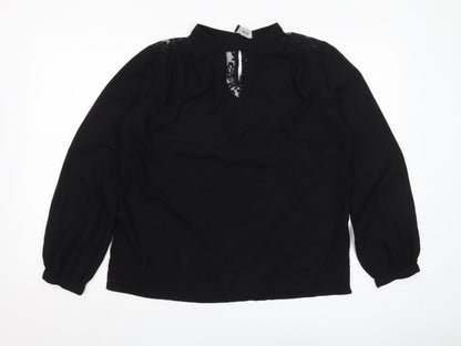 KAZO Women's Black High Neck Lace Blouse