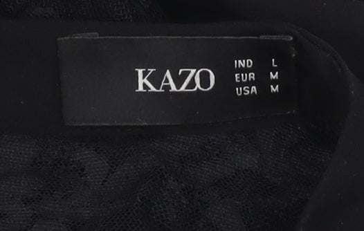 KAZO Women's Black High Neck Lace Blouse