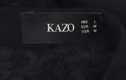 KAZO Women's Black High Neck Lace Blouse