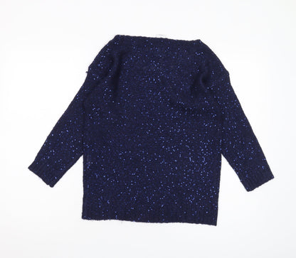 Vero Moda Women's Blue Sequin Pullover Jumper M