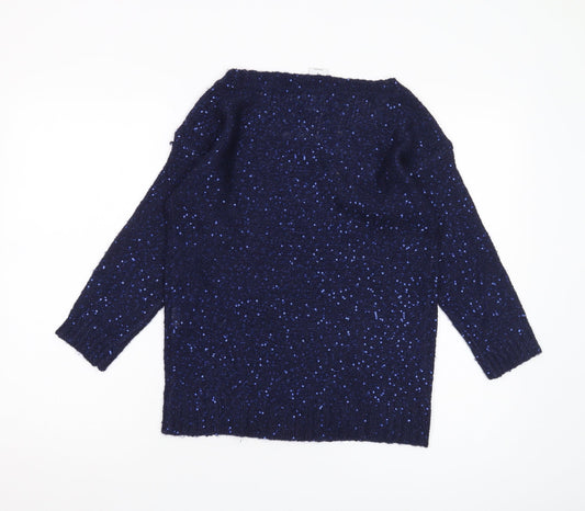 Vero Moda Women's Blue Sequin Pullover Jumper M