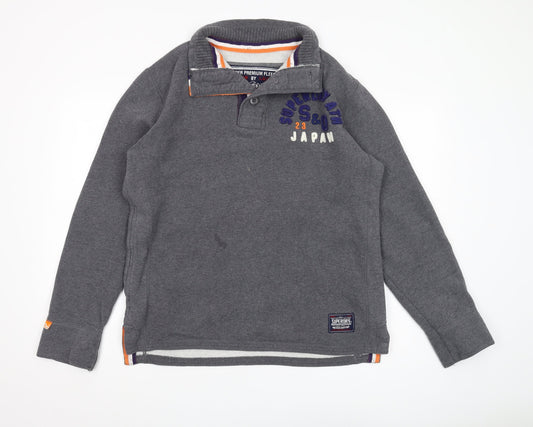 Superdry Men's Grey Henley Sweatshirt Size L