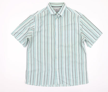 Marks and Spencer Men's Multicoloured Striped Shirt, M, Regular Fit