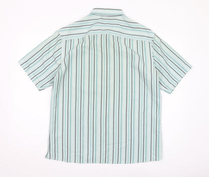 Marks and Spencer Men's Multicoloured Striped Shirt, M, Regular Fit