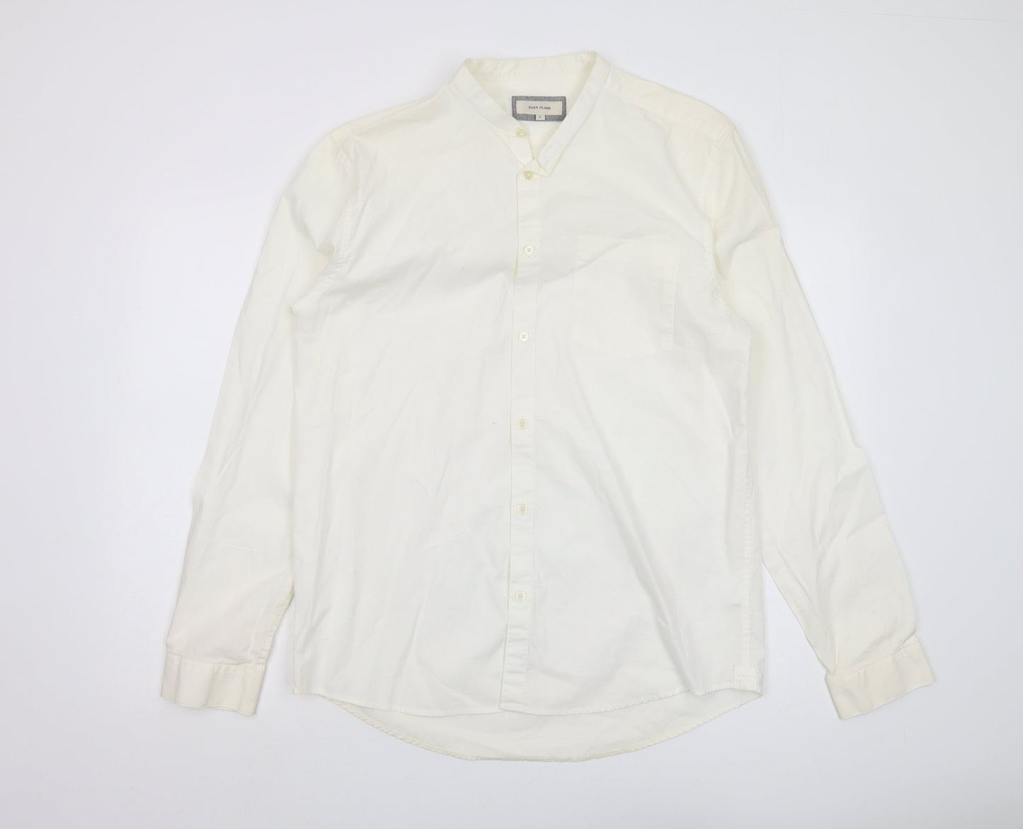 River Island Men's L White Long Sleeve Casual Shirt