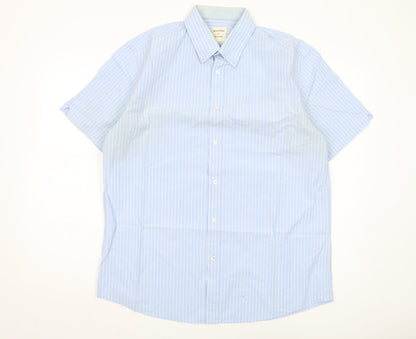 Samuel Windsor Men's Blue Striped Short Sleeve Shirt