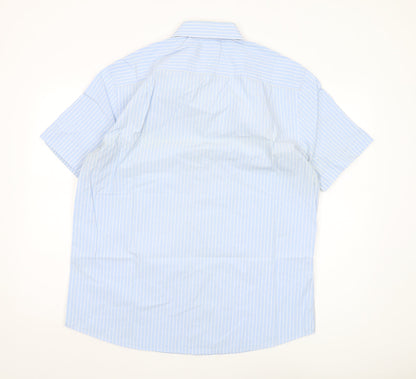 Samuel Windsor Men's Blue Striped Short Sleeve Shirt