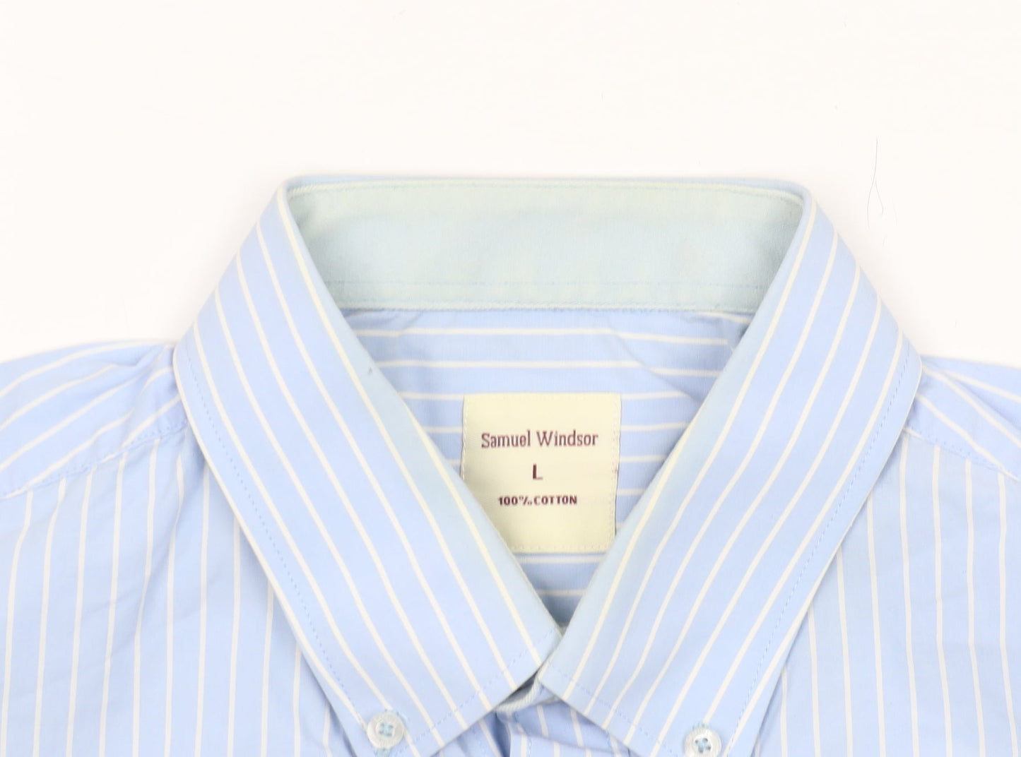 Samuel Windsor Men's Blue Striped Short Sleeve Shirt