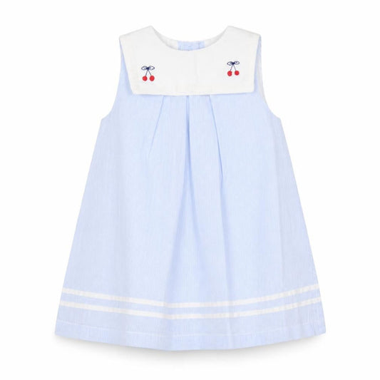 M&Co Girls Blue A-Line Dress, 9-12m, Cotton, New With Tags