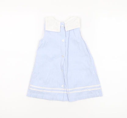M&Co Girls Blue A-Line Dress, 9-12m, Cotton, New With Tags