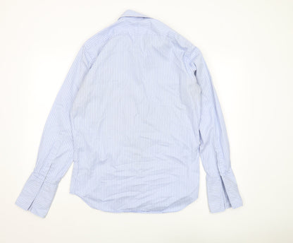 T.M. Lewin Men's Blue Slim Fit Striped Shirt 15.5