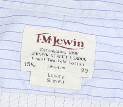 T.M. Lewin Men's Blue Slim Fit Striped Shirt 15.5