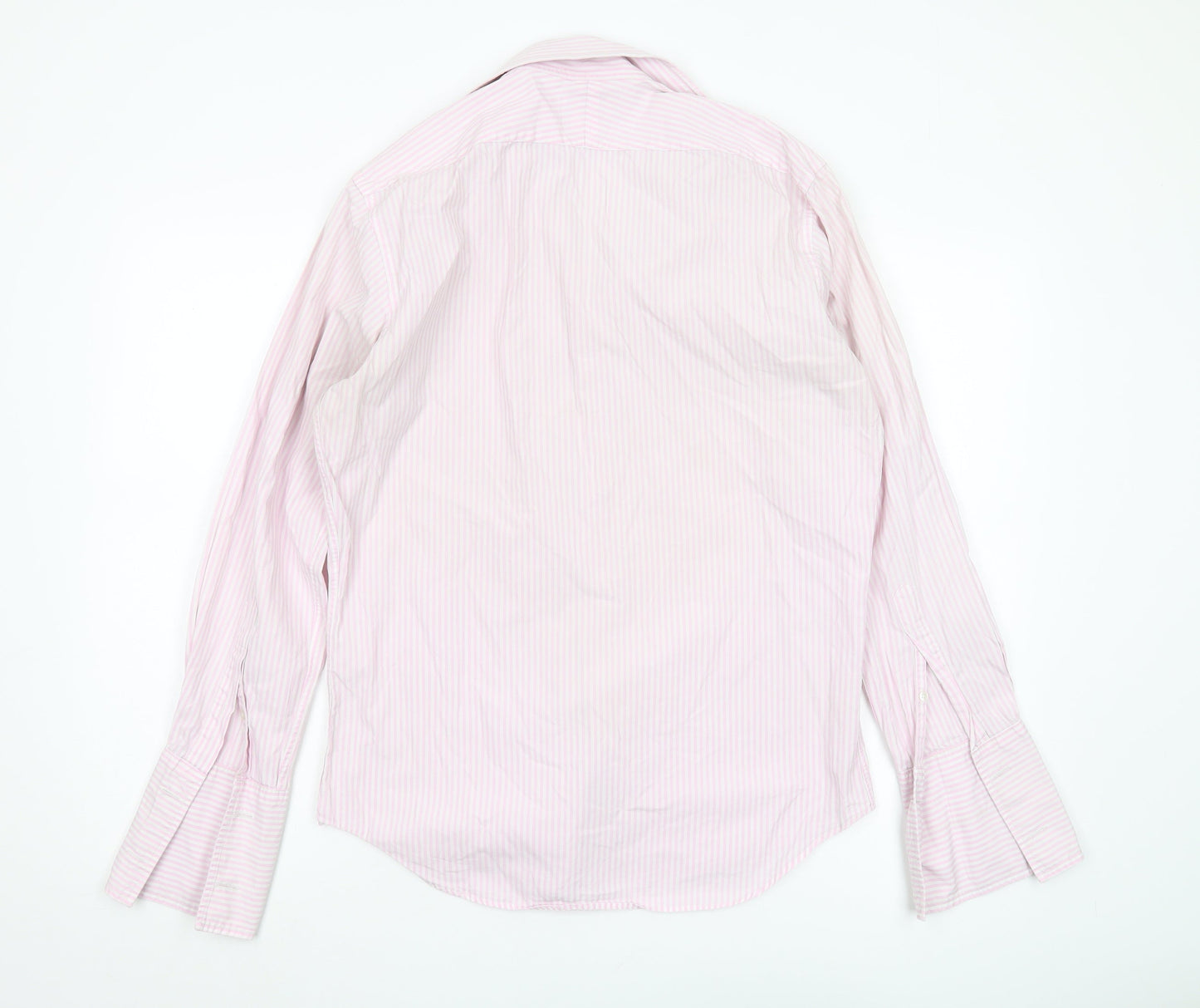 T.M.Lewin Men's Pink Slim Fit Striped Button-Up Shirt L