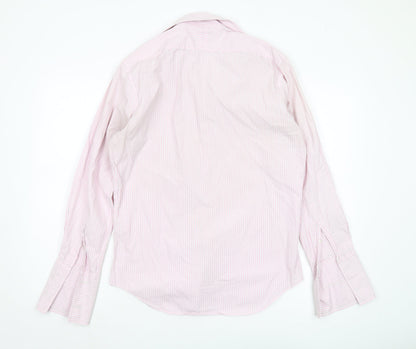 T.M.Lewin Men's Pink Slim Fit Striped Button-Up Shirt L