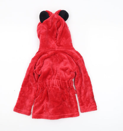 Disney Unisex Baby Red Robe, 24 Months, Hooded Fleece Bow Accent