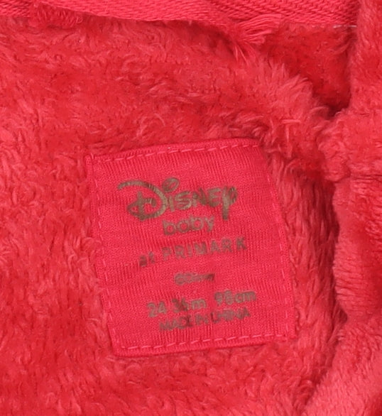 Disney Unisex Baby Red Robe, 24 Months, Hooded Fleece Bow Accent