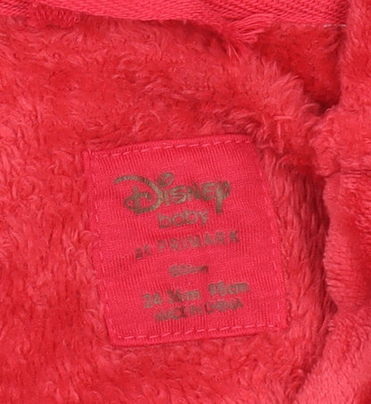 Disney Unisex Baby Red Robe, 24 Months, Hooded Fleece Bow Accent