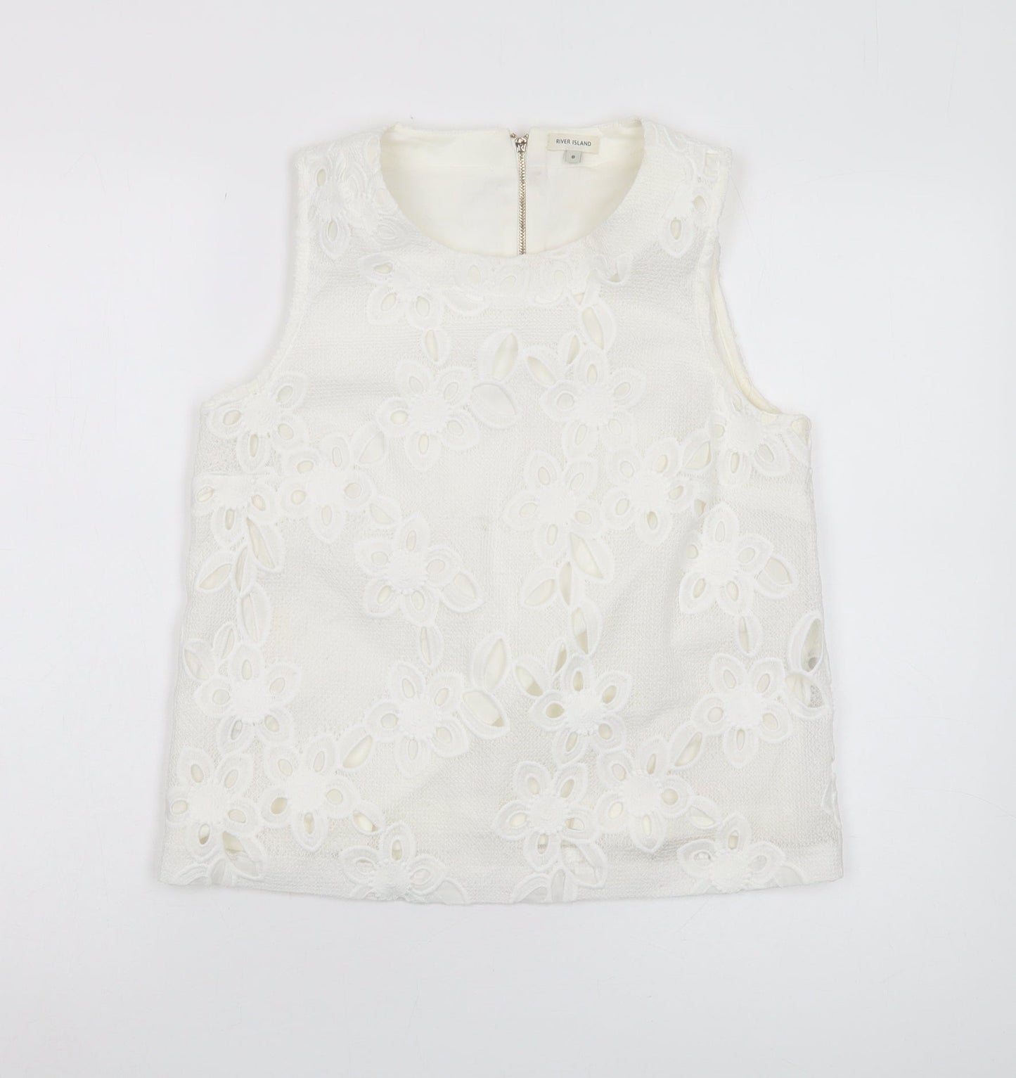 Womens UK Size 8 River Island White Tunic Blouse