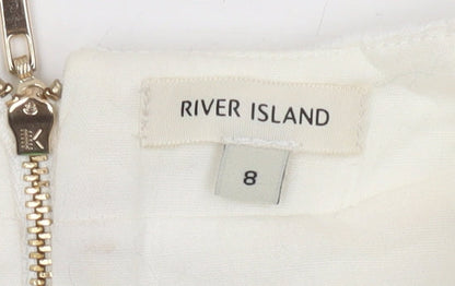 Womens UK Size 8 River Island White Tunic Blouse