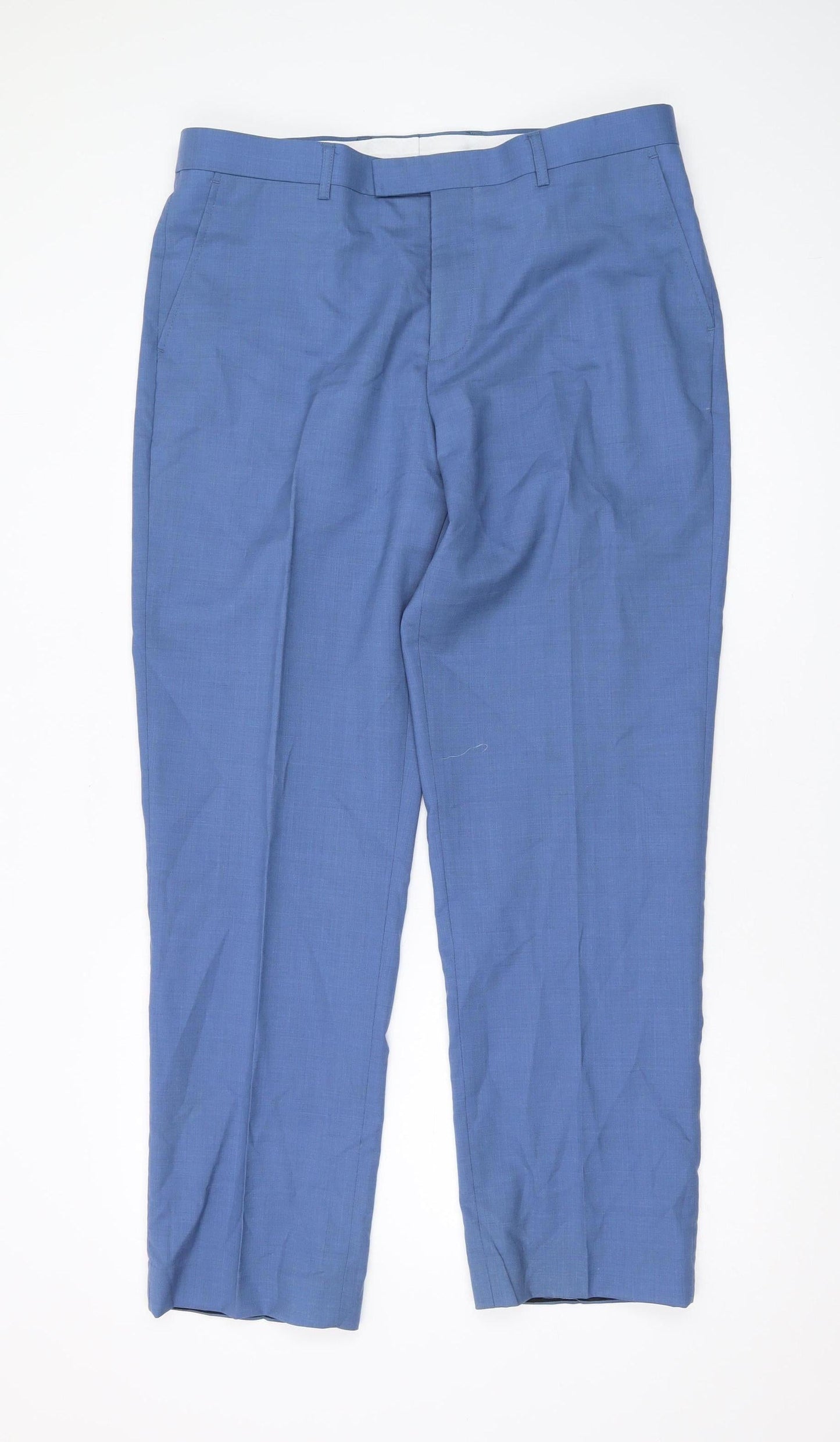Samuel Windsor Men's Blue Wool Dress Trousers 36