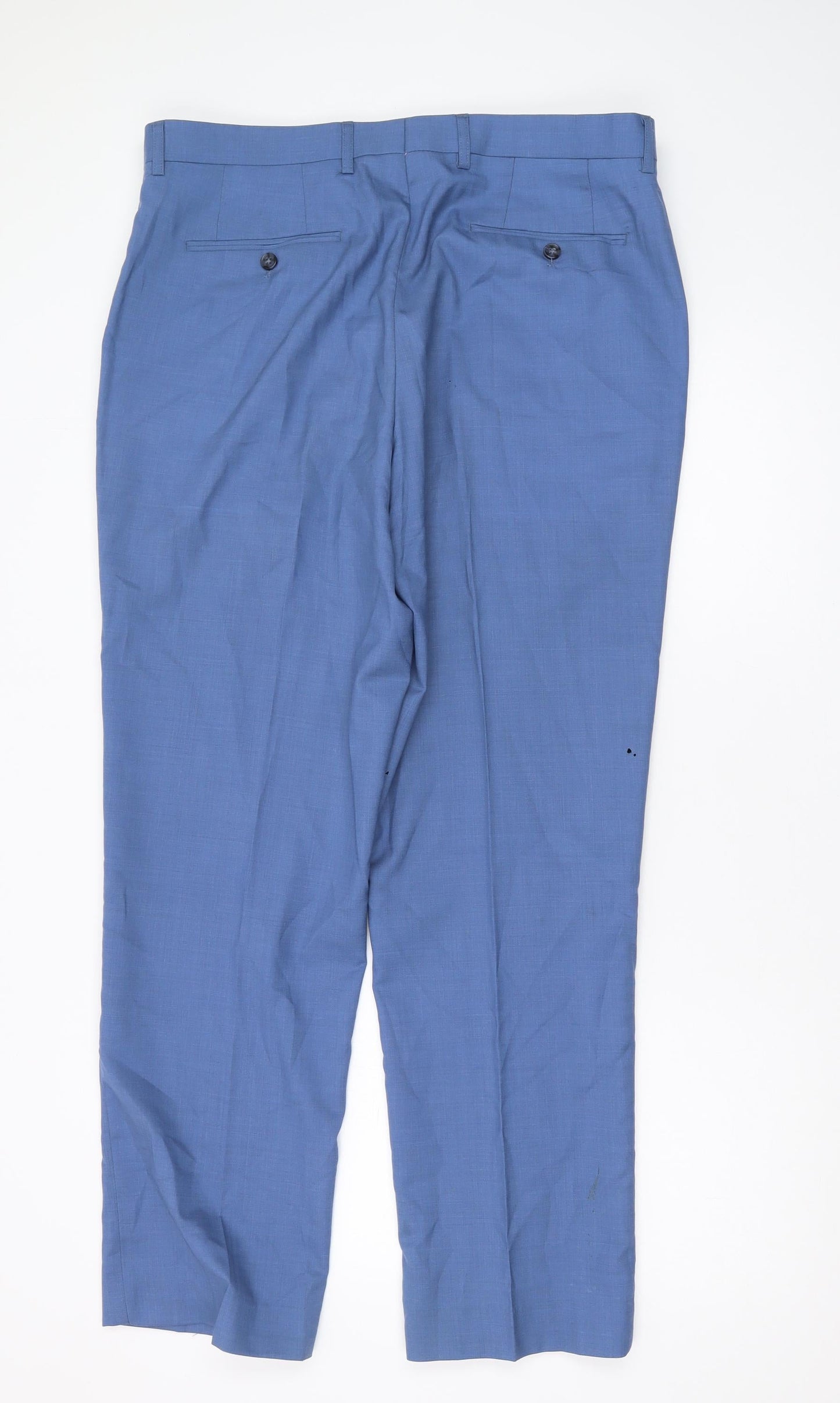 Samuel Windsor Men's Blue Wool Dress Trousers 36