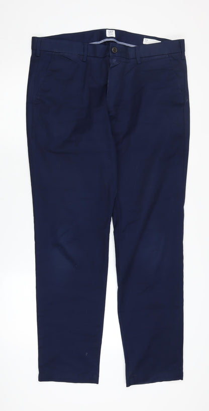 GAP Men's Blue Chino Trousers 36 Regular Cotton Blend