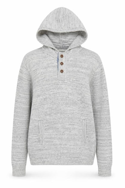 Front view of H&M Grey Henley Hoodie L unisex adults
