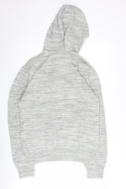 H&M Grey Henley Hoodie L Unisex Adults
