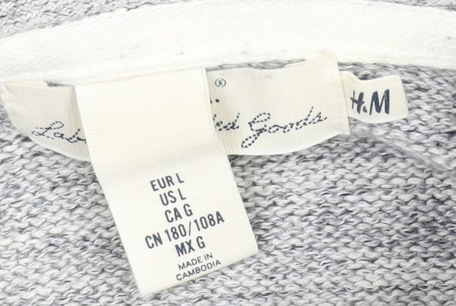 H&M Grey Henley Hoodie L Unisex Adults