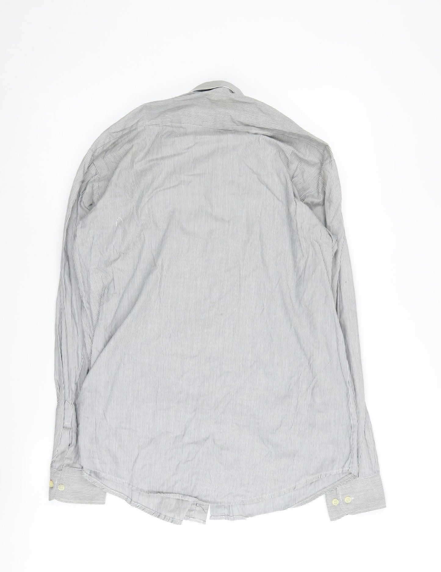 Carl de Jan Men's Grey Striped Cotton Button-Up Shirt