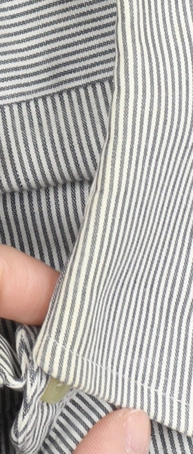 Carl de Jan Men's Grey Striped Cotton Button-Up Shirt