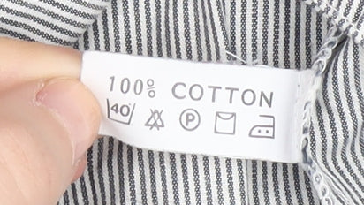 Carl de Jan Men's Grey Striped Cotton Button-Up Shirt