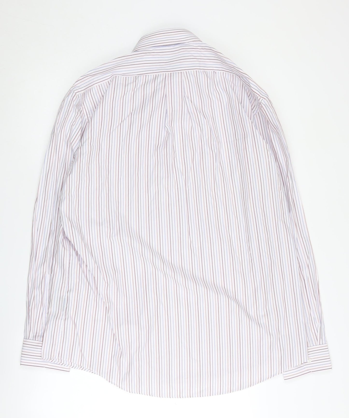 Nicole Miller Men's White Striped Classic Button-Up Shirt