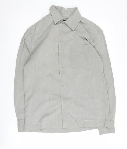 Next Men's Grey Check Long Sleeve Button-Up Shirt S