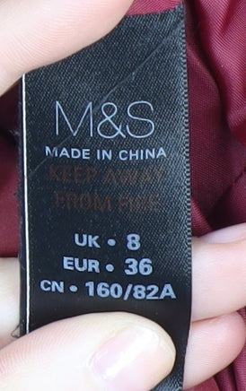 Womens UK Size 8 Marks and Spencer Red Quilted Coat
