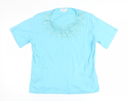 Reflect Collection Women's Blue Cotton Scoop Neck T-Shirt