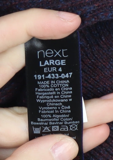 Next Men's Black Striped Cotton Pullover Jumper L