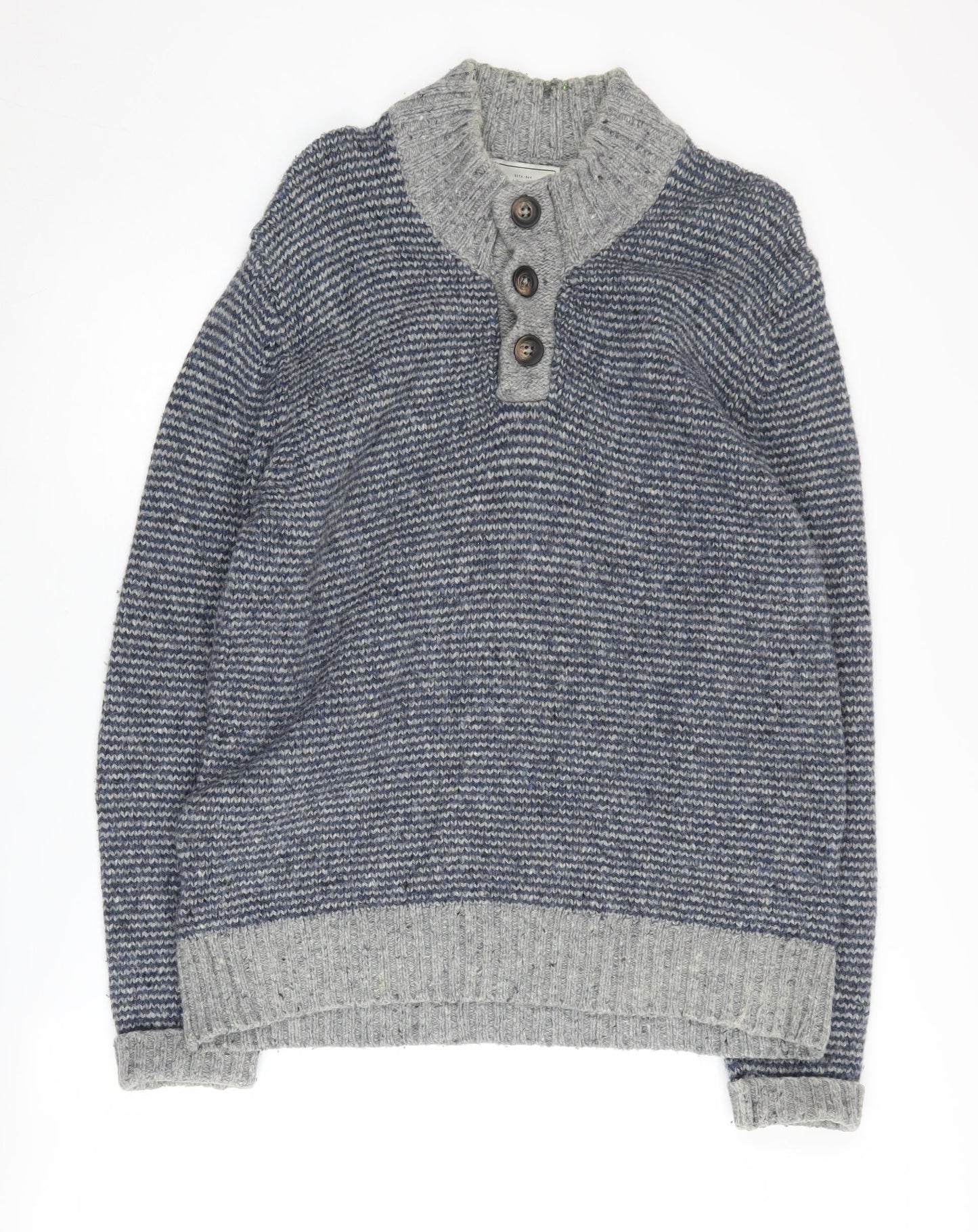 John Lewis Men's Grey Henley Jumper, L, Knit