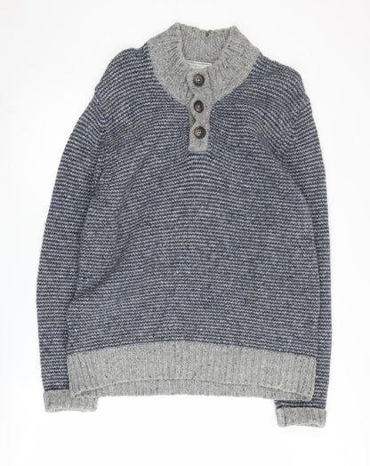 John Lewis Men's Grey Henley Jumper, L, Knit