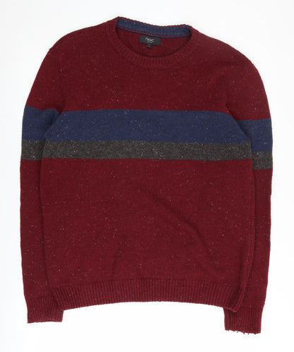 Next Men's L Red Striped Pullover Jumper