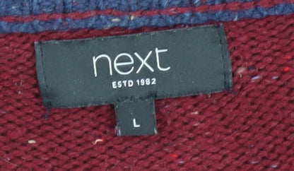 Next Men's L Red Striped Pullover Jumper