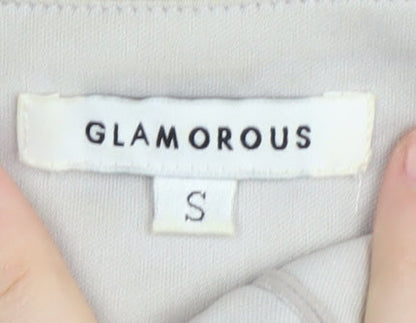 Glamorous Women's Beige Party Dress - S, Sleeveless V-Neck