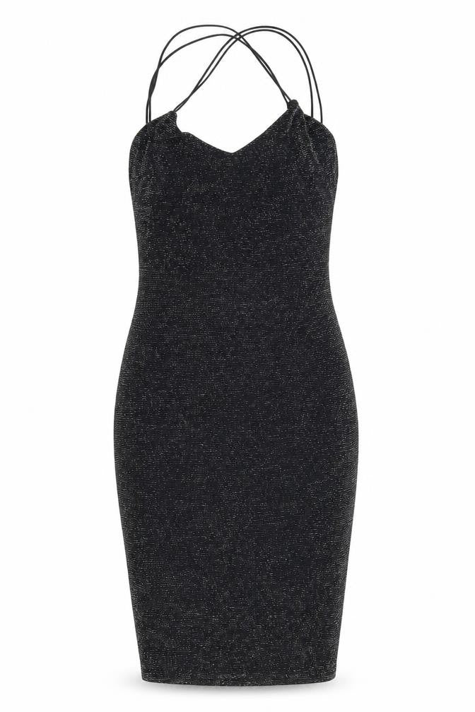 Lipsy Women's Black Bodycon Dress UK 12 Party Sparkle
