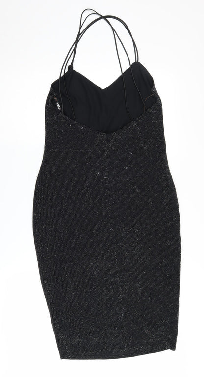 Lipsy Women's Black Bodycon Dress UK 12 Party Sparkle