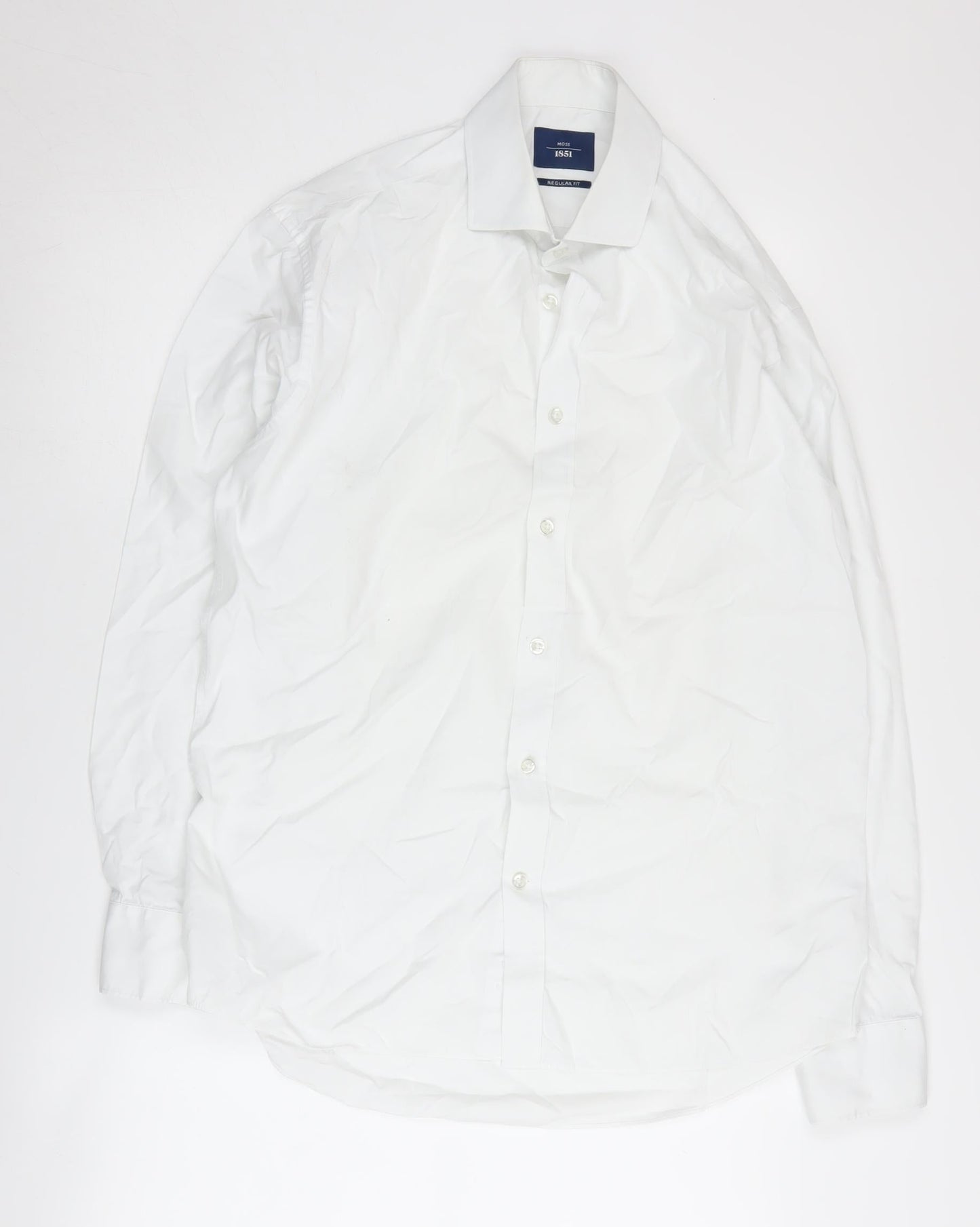 Moss 1851 Men's White Regular Fit Shirt, Size 39