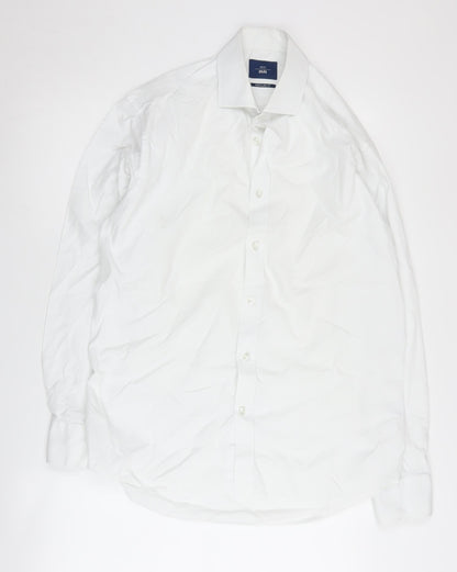 Moss 1851 Men's White Regular Fit Shirt, Size 39