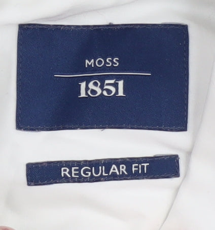 Moss 1851 Men's White Regular Fit Shirt, Size 39