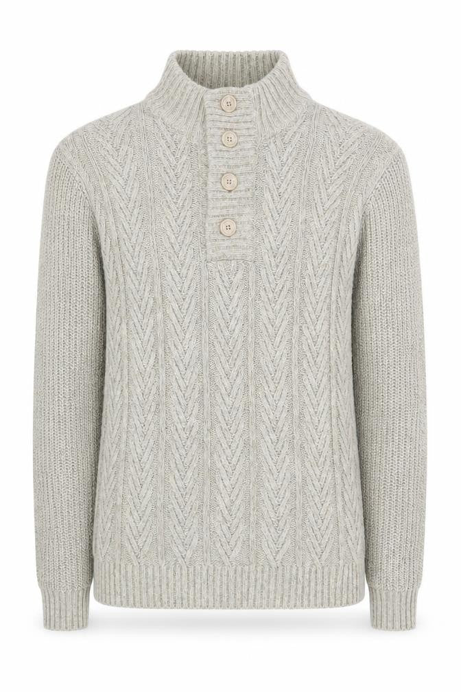 Mens UK Size M Trait Beige Henley Jumper