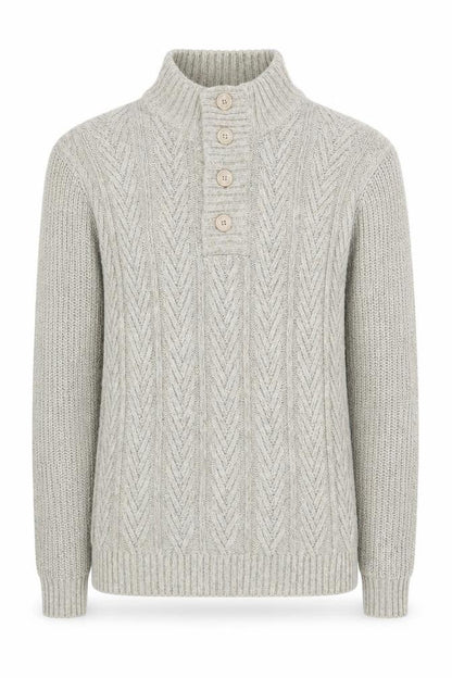Mens UK Size M Trait Beige Henley Jumper