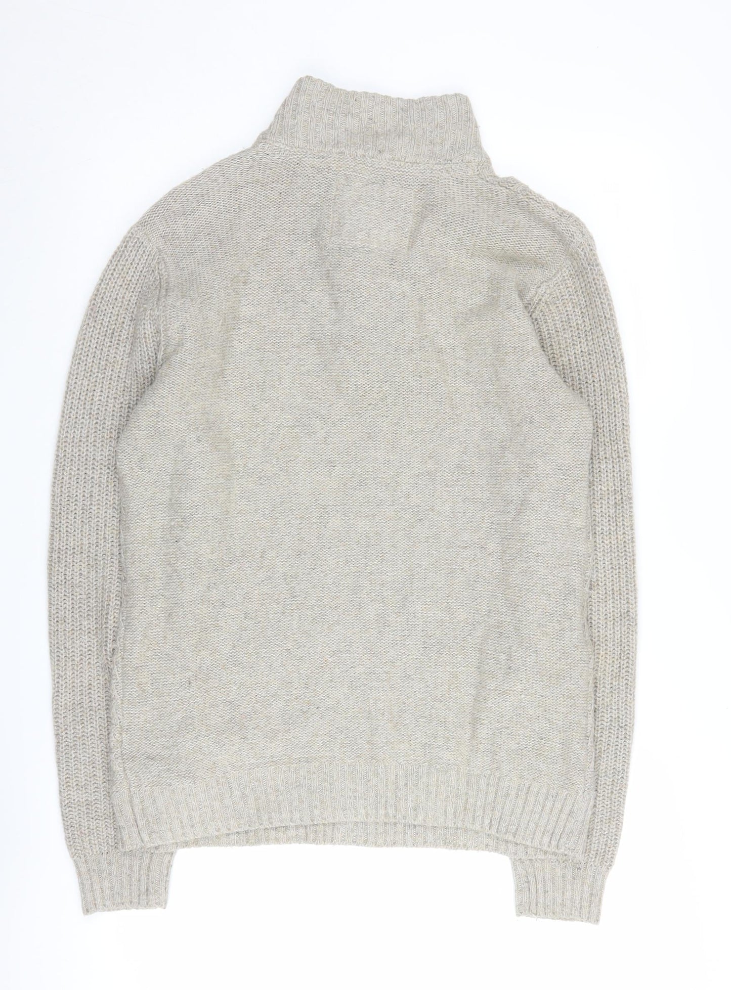 Trait Men's Beige Cable-Knit Henley Jumper Size M